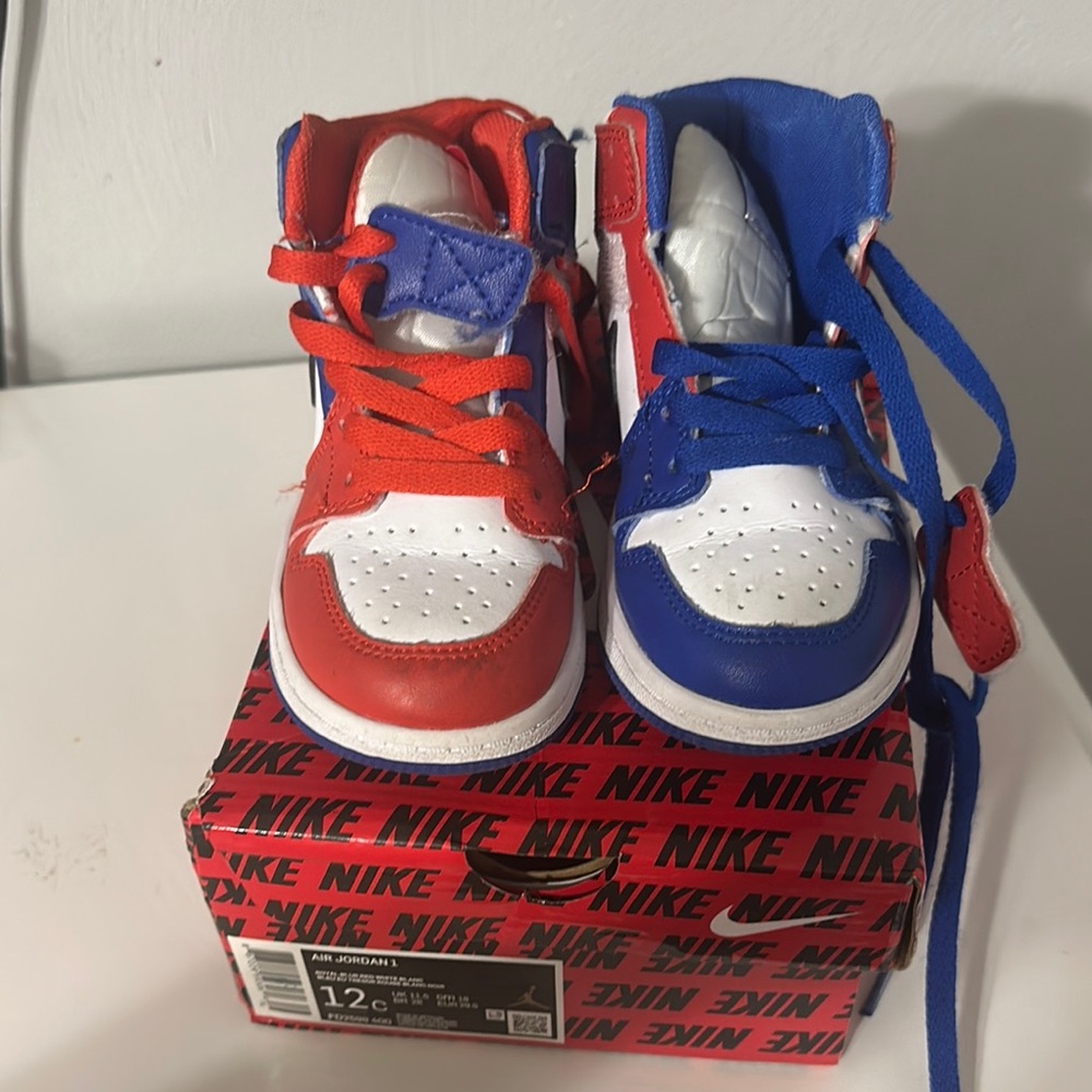 Nike Red and Blue High-Top Sneakers